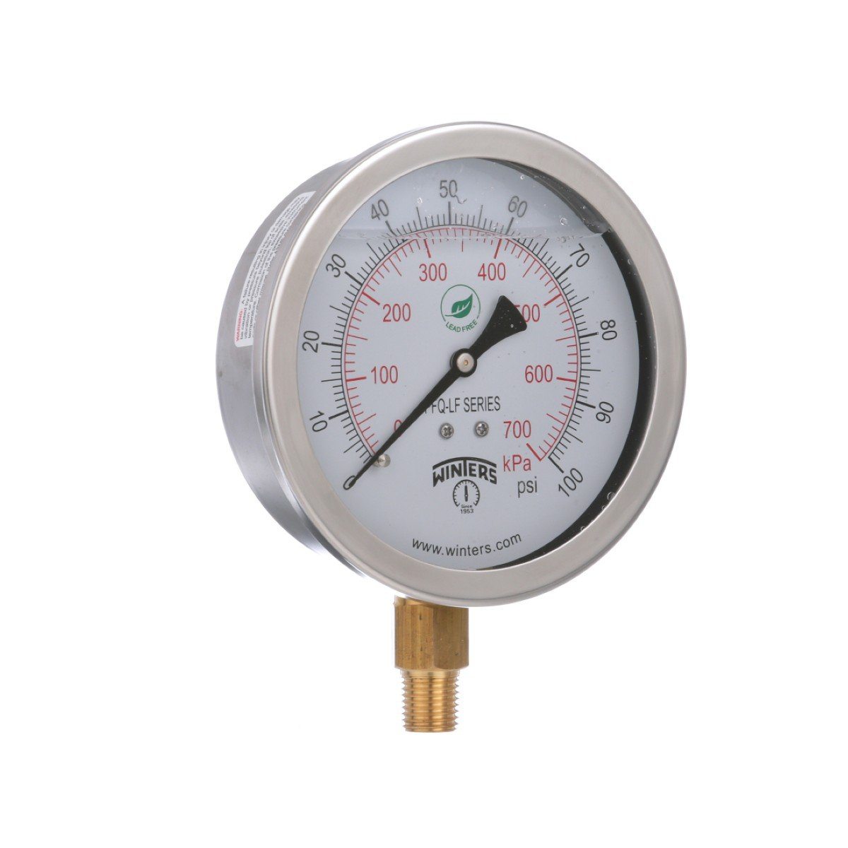 PFQ Gauge | 4in Dial | Lead Free Brass | Bottom Mount 2