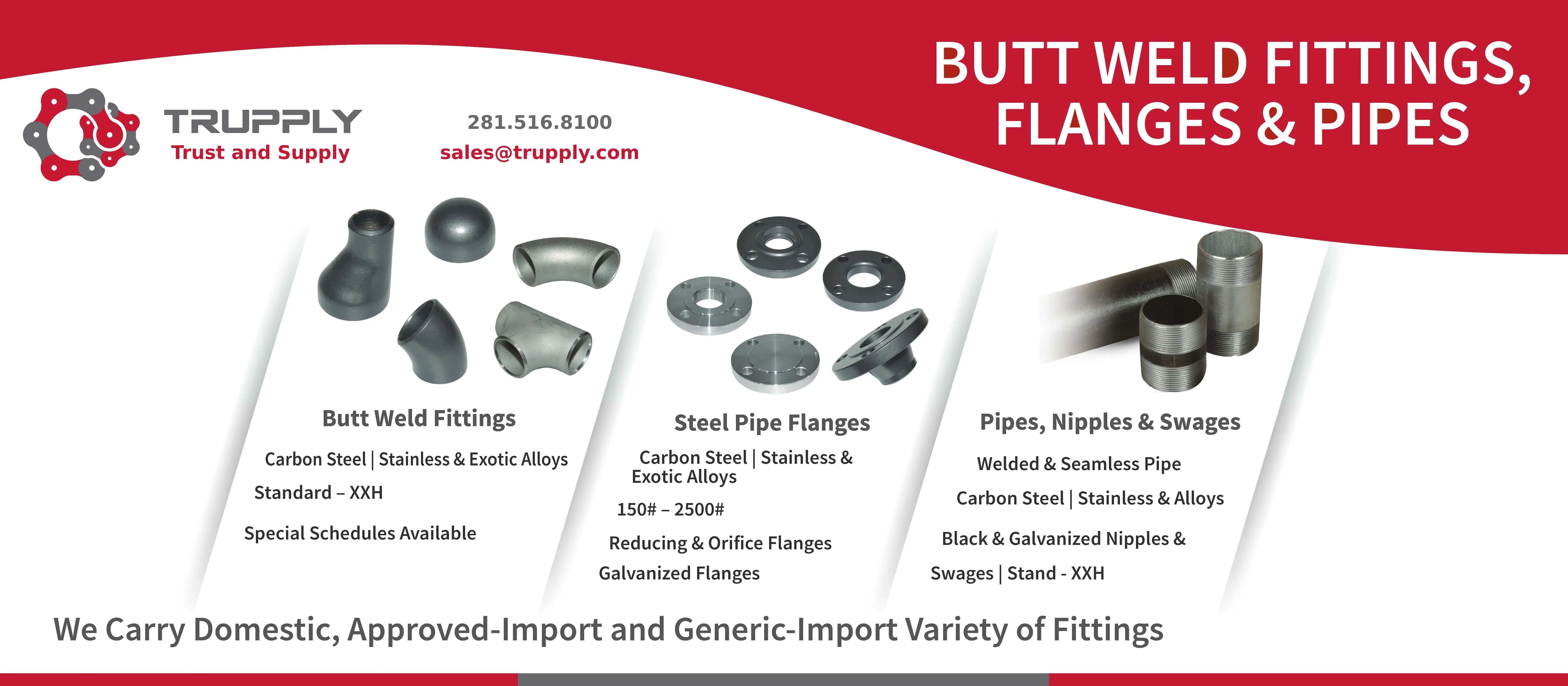 Butt Weld Fittings, Flanges & Pipes - Trupply